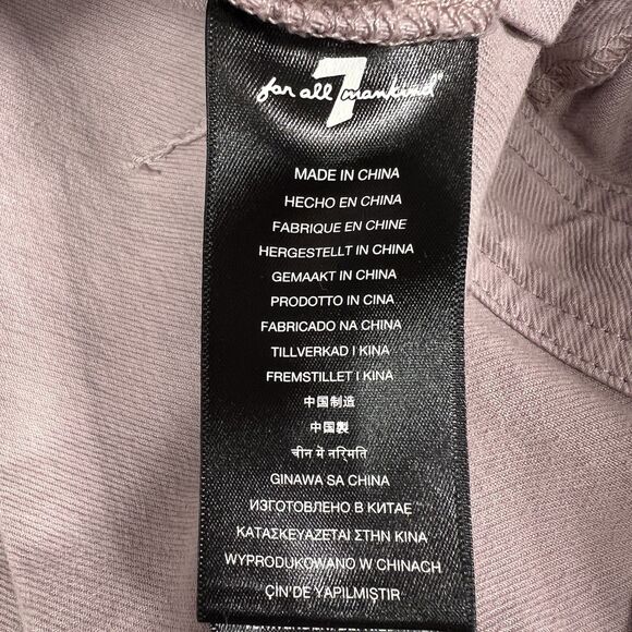 7 For All Mankind Short Sleeve Seamed Twill Romper In Soft Lavender Small - Picture 10 of 11